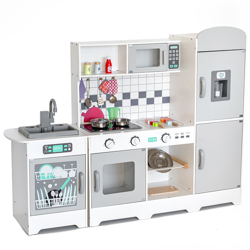 Wholesale Kids Wooden Educational Four Compartment Kitchen Toys For Girls Boys 